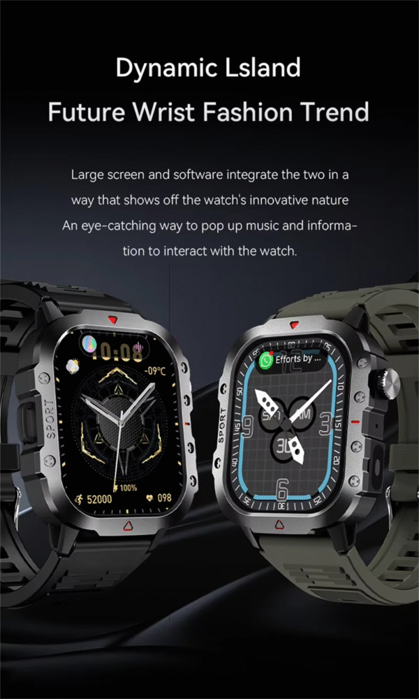 FUK H Series Smart Watch 2025 – 2.19" Touchscreen, LED Flashlight, Heart Rate & BT Call, IP67 Waterproof Fitness Tracker for Android & iOS - Image 3