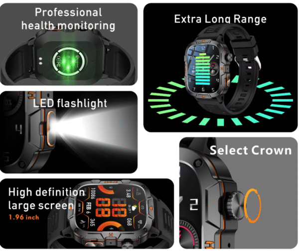 FUK Rugged Sports H11 AMOLED Display smart Watch - Image 8